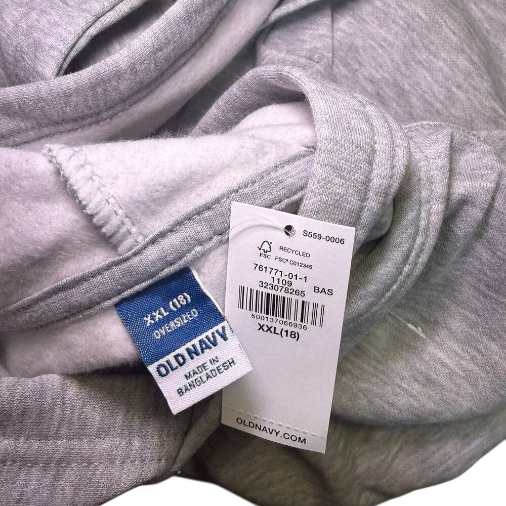 Old Navy Boys Gray Oversized Pullover Hoodie XXL (18) NWT - Picture 5 of 6